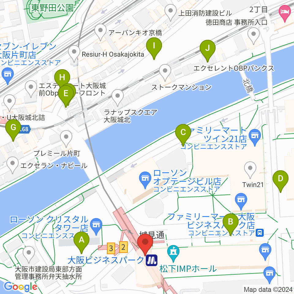 松下IMPホール周辺の駐車場・コインパーキング一覧地図