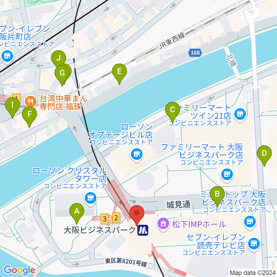 松下IMPホール周辺の駐車場・コインパーキング一覧地図