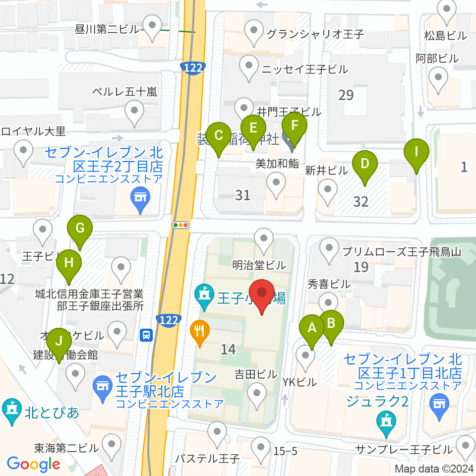 王子小劇場周辺の駐車場・コインパーキング一覧地図