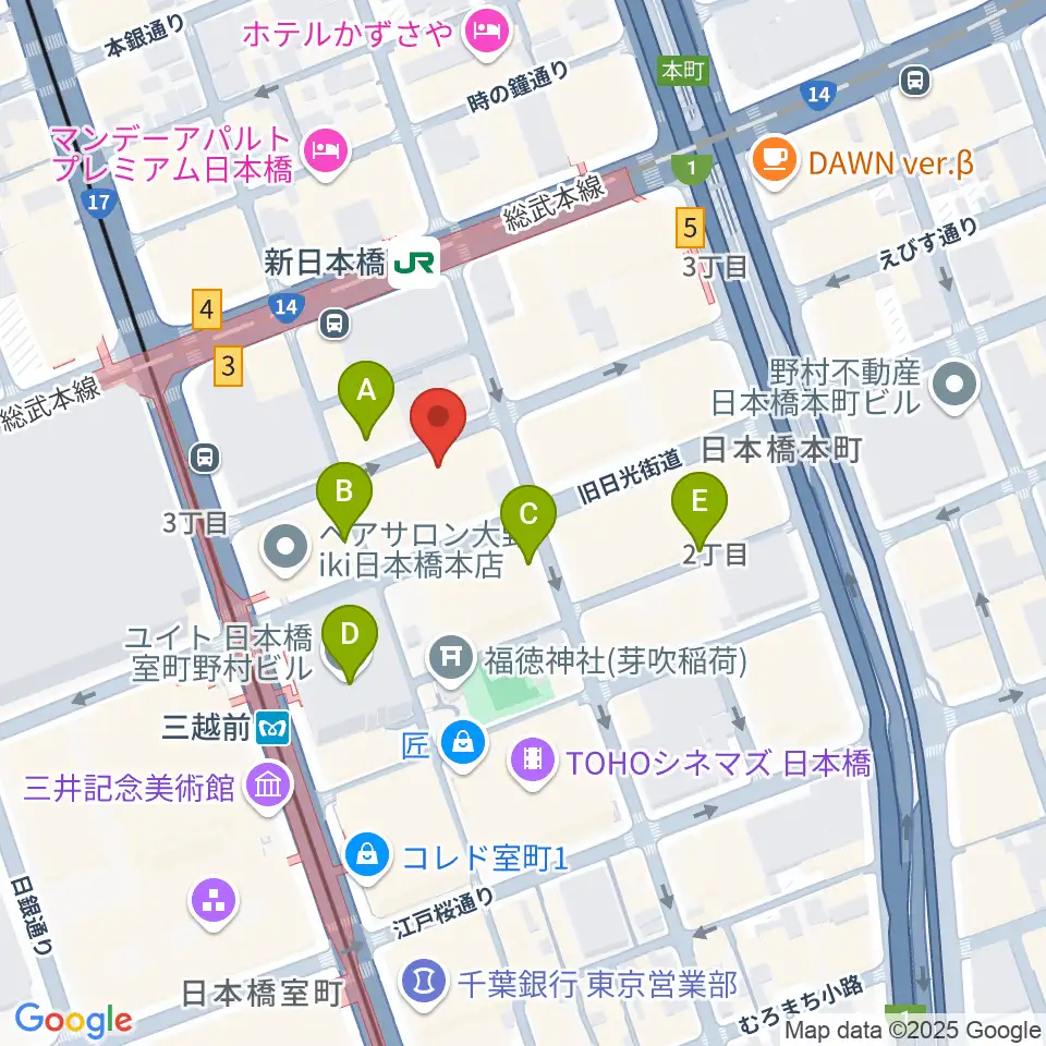 お江戸日本橋亭周辺の駐車場・コインパーキング一覧地図