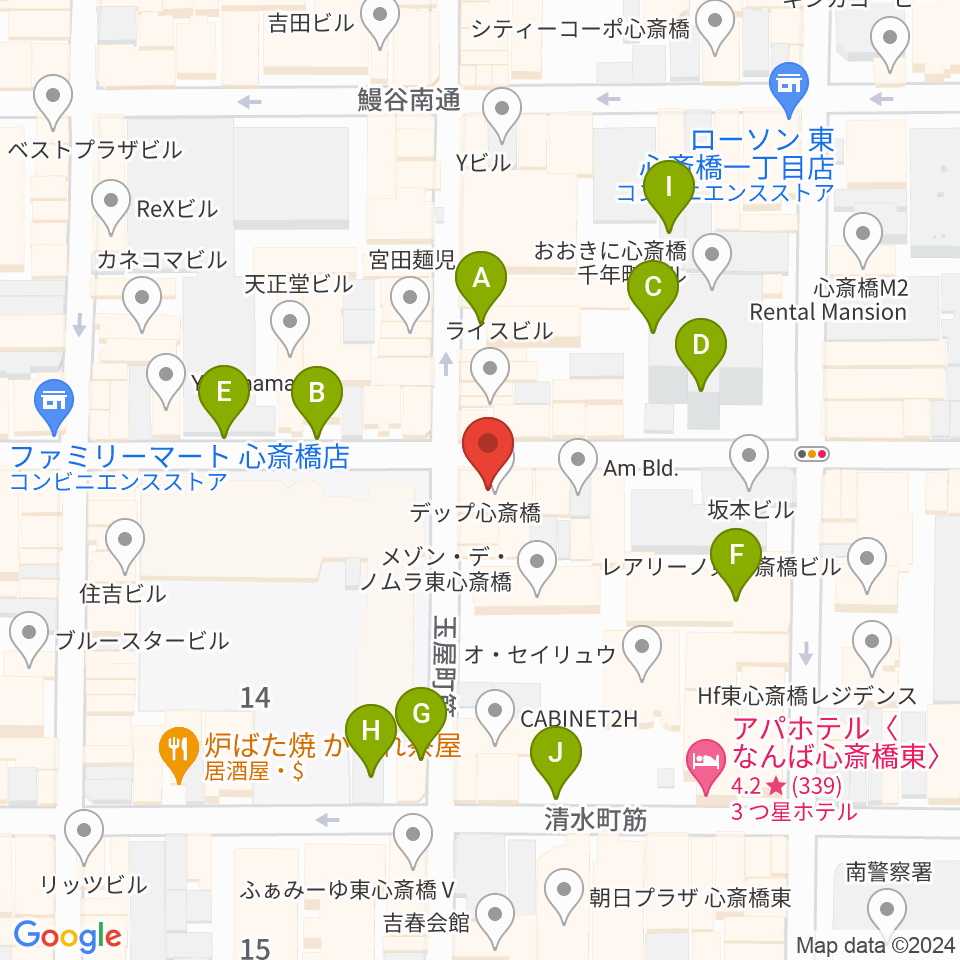 心斎橋コンテ・ローゼ周辺の駐車場・コインパーキング一覧地図