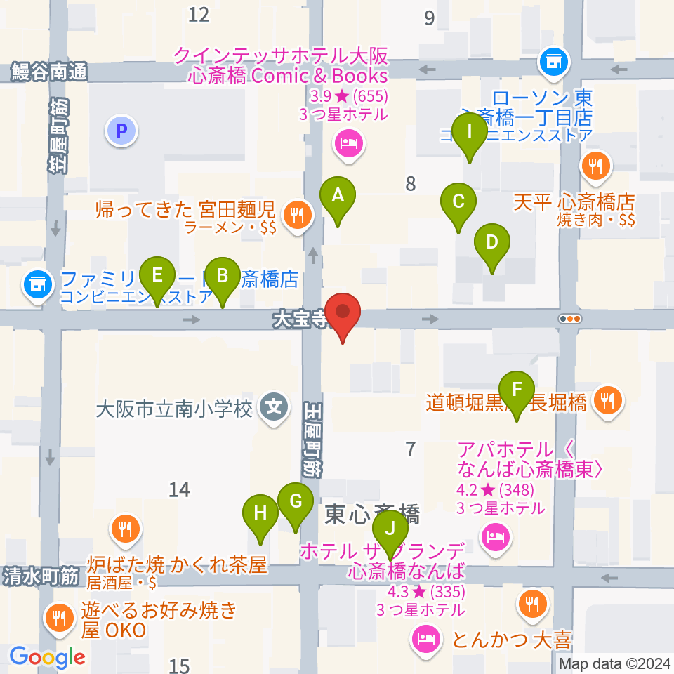 心斎橋コンテ・ローゼ周辺の駐車場・コインパーキング一覧地図