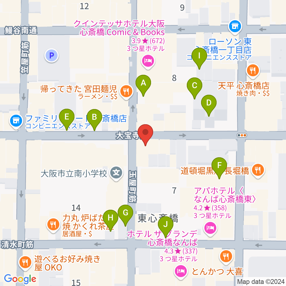 心斎橋コンテ・ローゼ周辺の駐車場・コインパーキング一覧地図