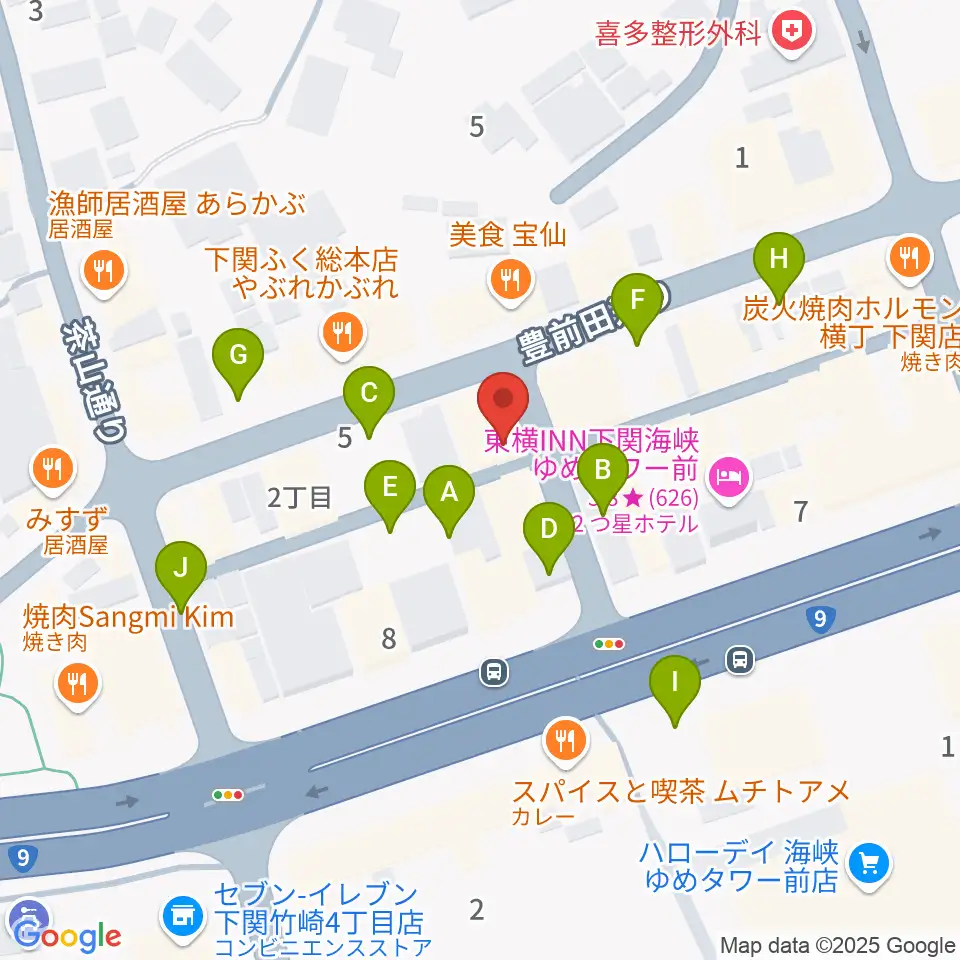 下関レッドライン周辺の駐車場・コインパーキング一覧地図