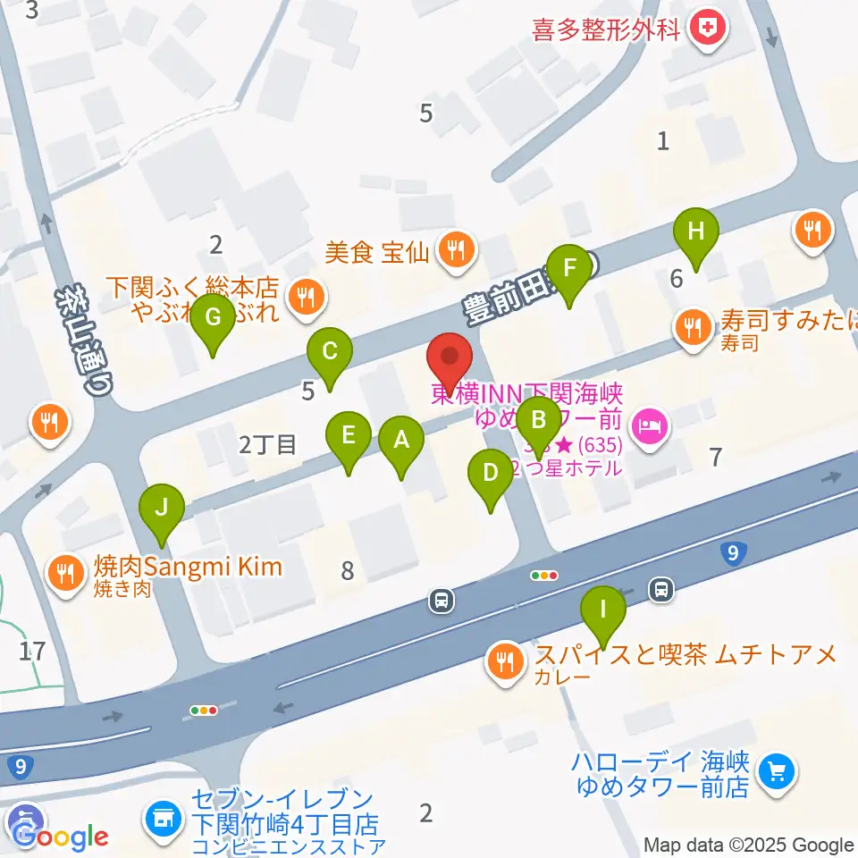 下関レッドライン周辺の駐車場・コインパーキング一覧地図