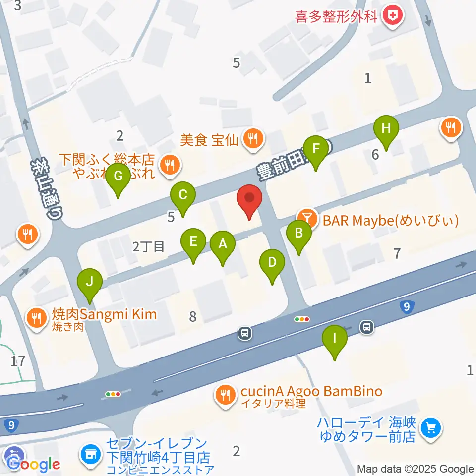 下関レッドライン周辺の駐車場・コインパーキング一覧地図