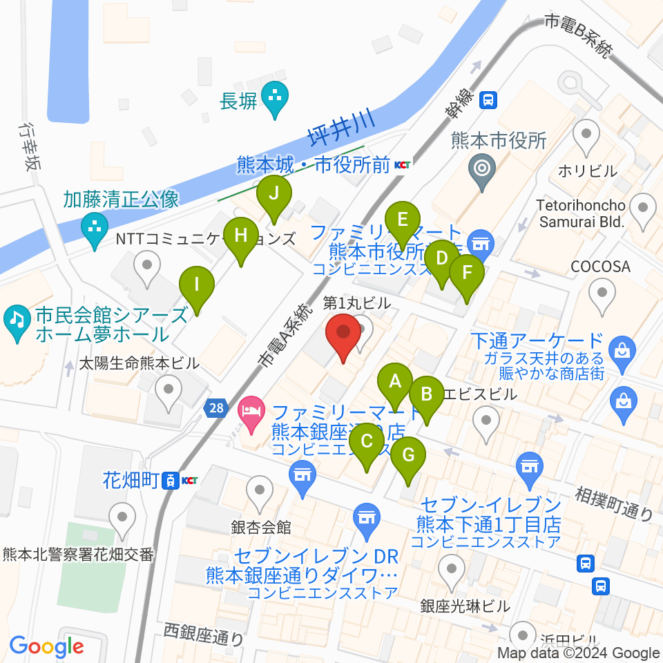 熊本 酔ing周辺の駐車場・コインパーキング一覧地図