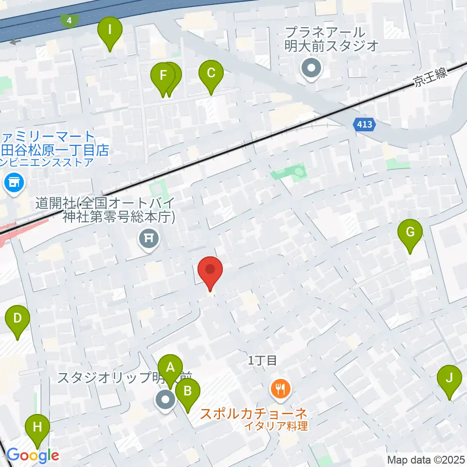 YRZ MUSIC 萬屋ドラム教室周辺の駐車場・コインパーキング一覧地図