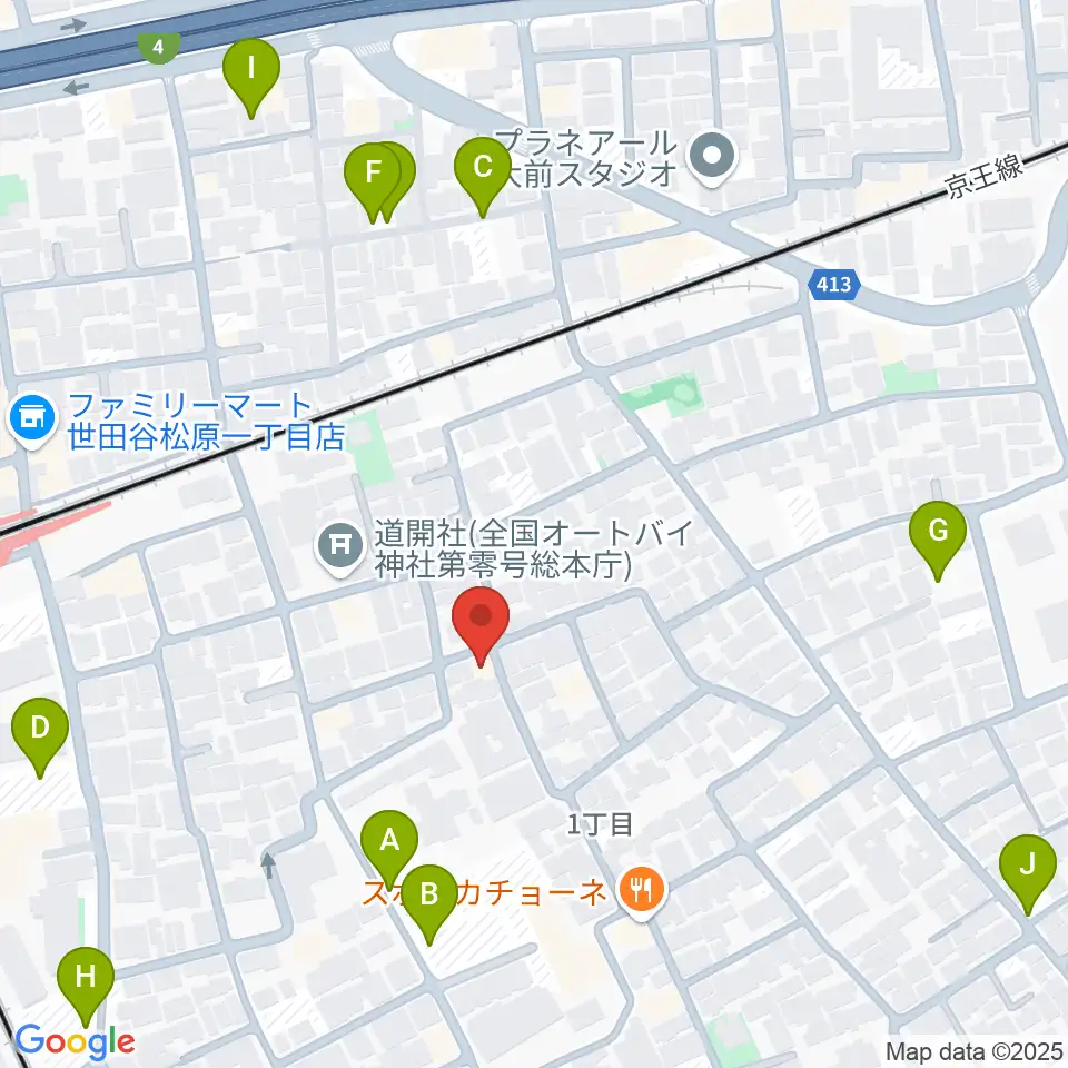 YRZ MUSIC 萬屋ドラム教室周辺の駐車場・コインパーキング一覧地図