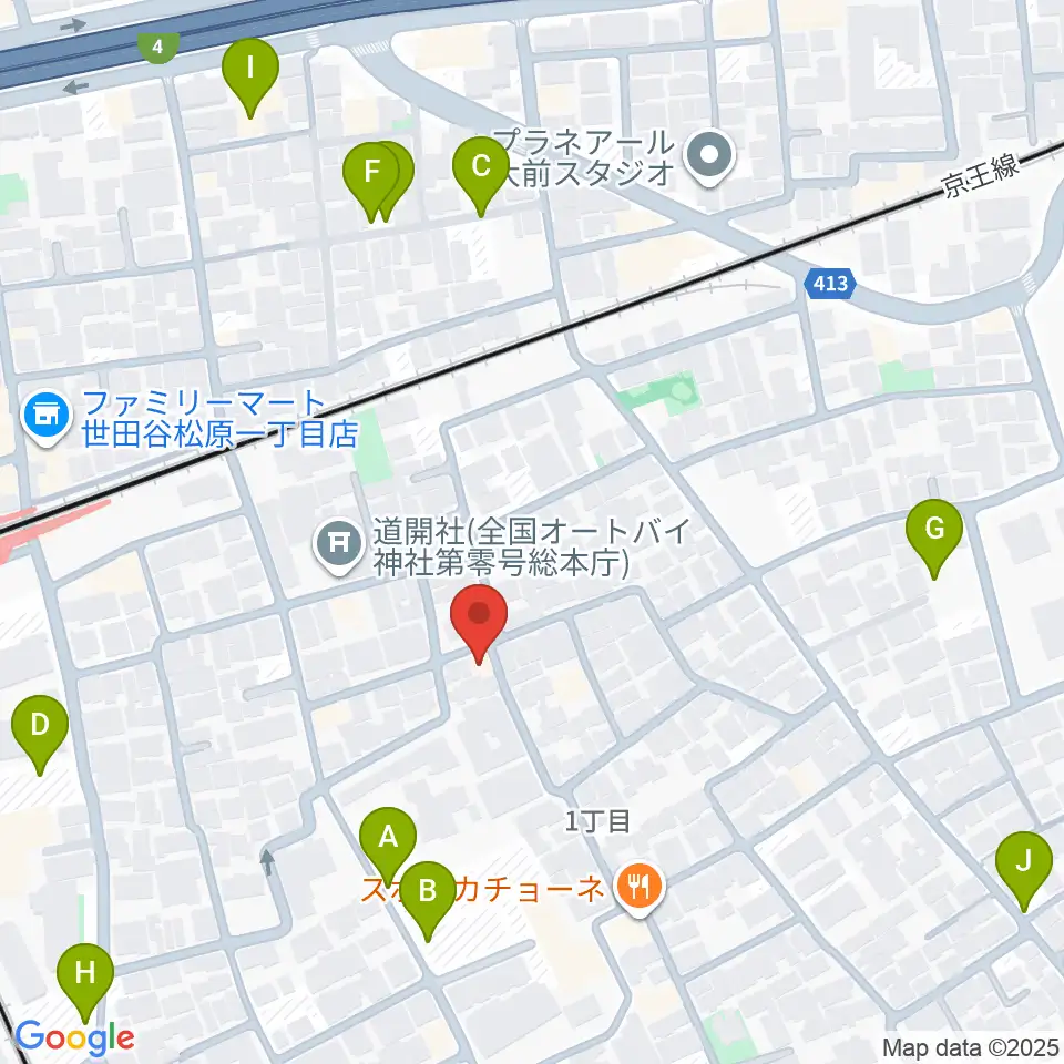 YRZ MUSIC 萬屋ドラム教室周辺の駐車場・コインパーキング一覧地図