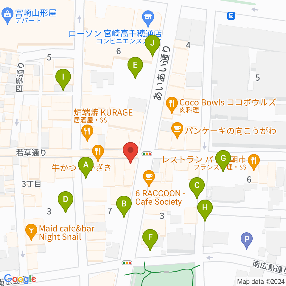 宮崎LIVE HOUSE ぱーく．周辺の駐車場・コインパーキング一覧地図