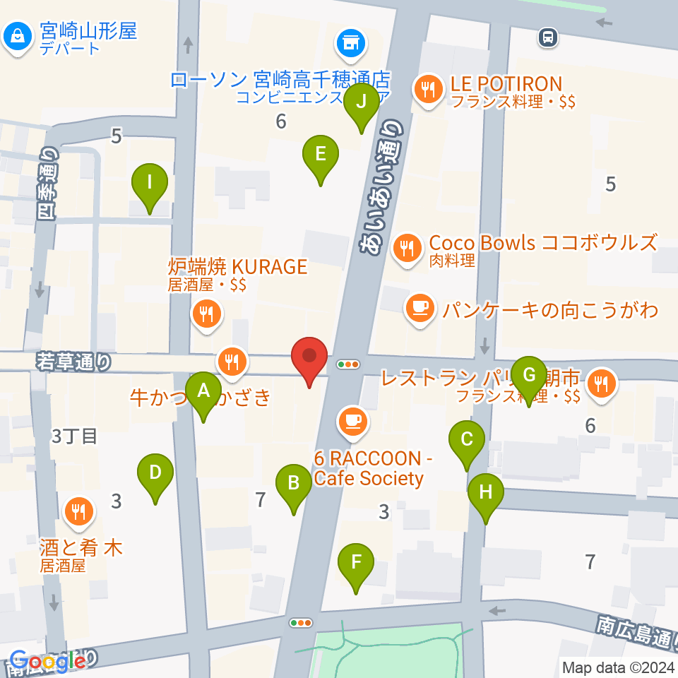 宮崎LIVE HOUSE ぱーく．周辺の駐車場・コインパーキング一覧地図