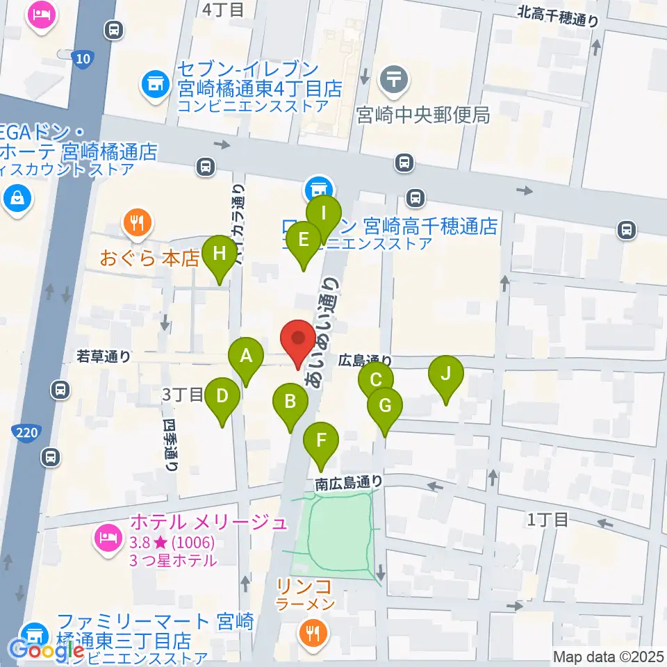 宮崎LIVE HOUSE ぱーく.周辺の駐車場・コインパーキング一覧地図