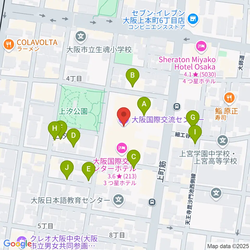 大阪国際交流センター周辺の駐車場・コインパーキング一覧地図