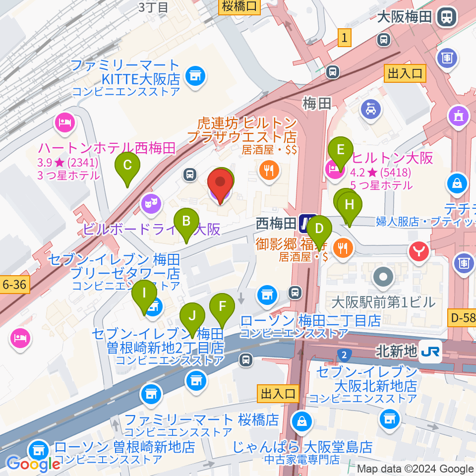 大阪四季劇場周辺の駐車場・コインパーキング一覧地図