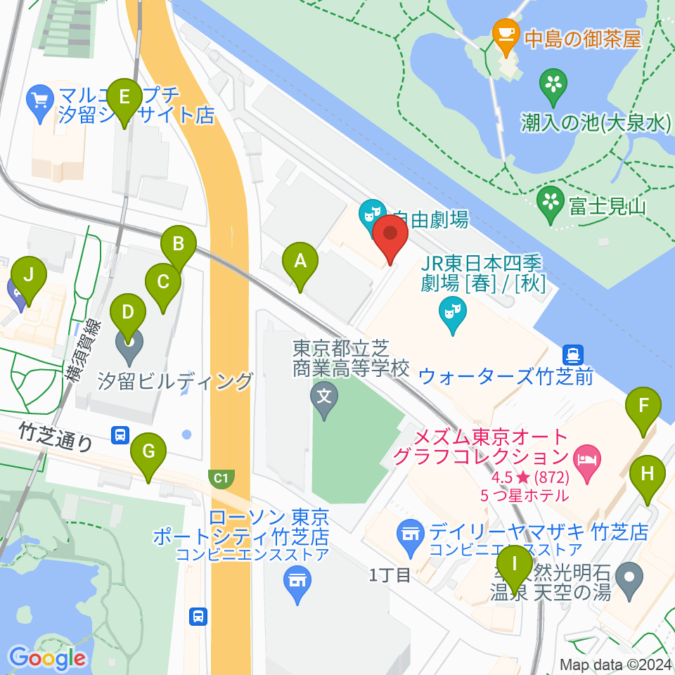 自由劇場周辺の駐車場・コインパーキング一覧地図