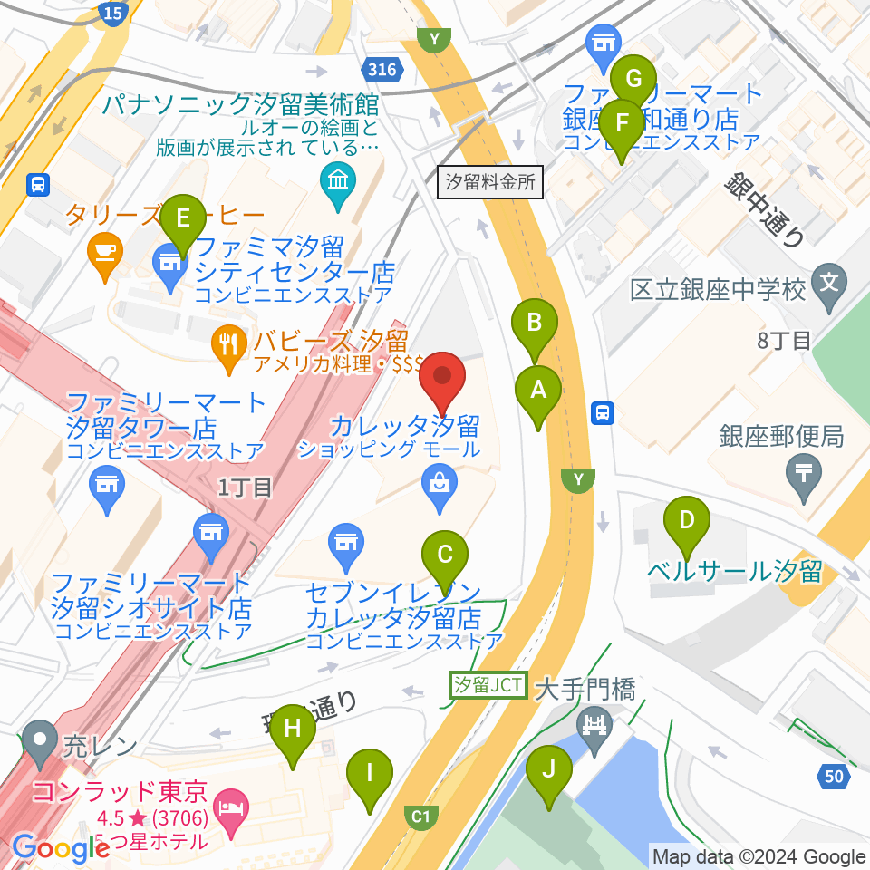 電通四季劇場［海］周辺の駐車場・コインパーキング一覧地図