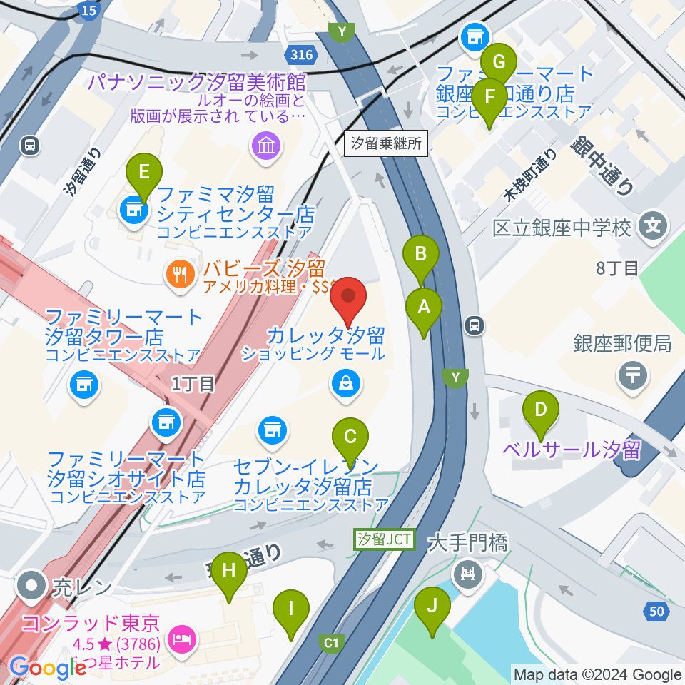 電通四季劇場［海］周辺の駐車場・コインパーキング一覧地図