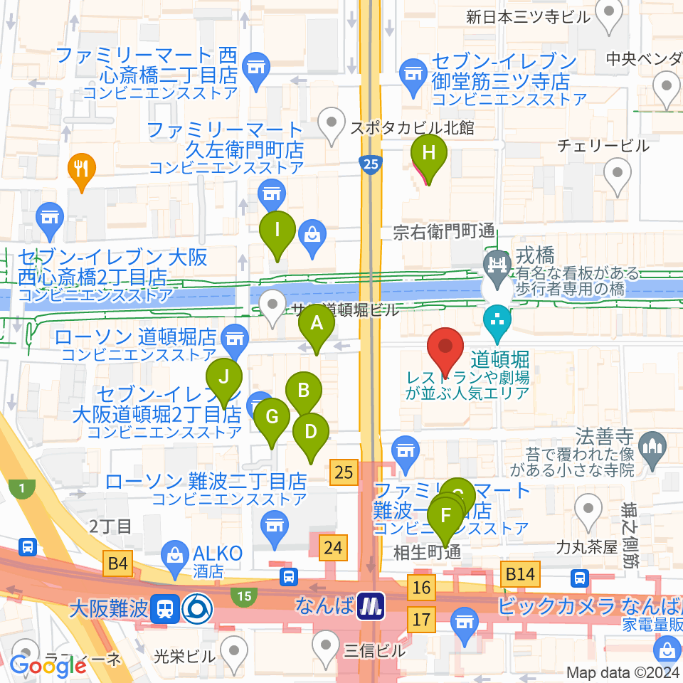 大阪松竹座周辺の駐車場・コインパーキング一覧地図