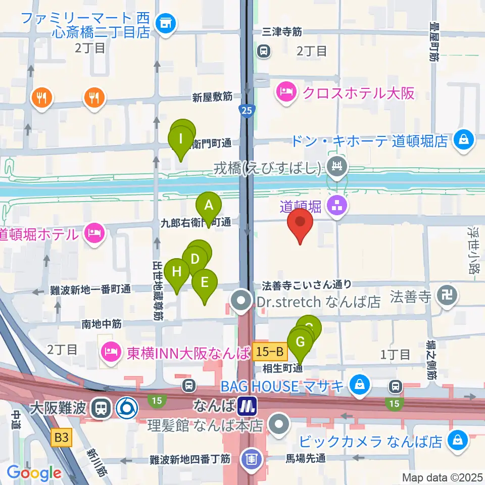 大阪松竹座周辺の駐車場・コインパーキング一覧地図