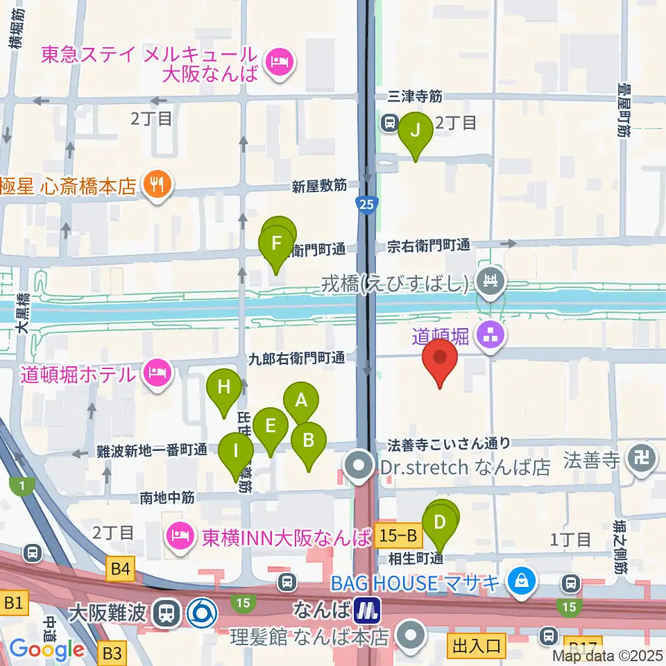 大阪松竹座周辺の駐車場・コインパーキング一覧地図