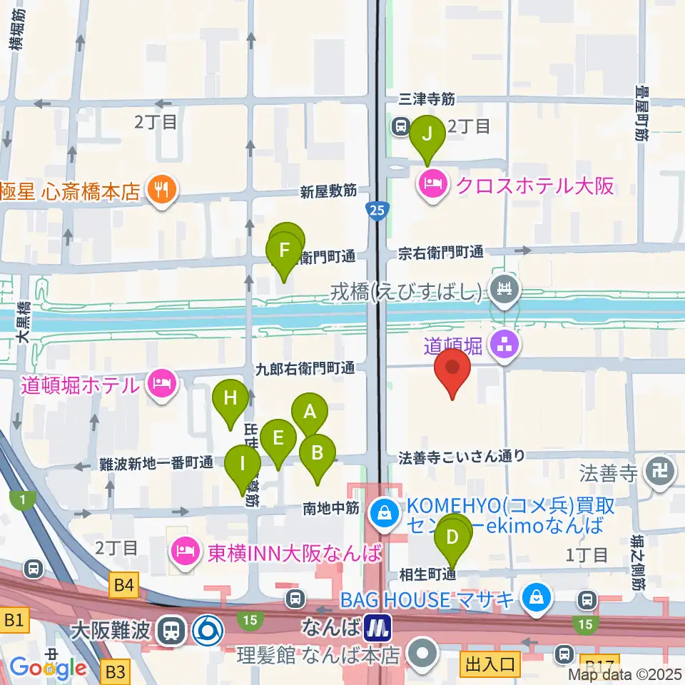 大阪松竹座周辺の駐車場・コインパーキング一覧地図