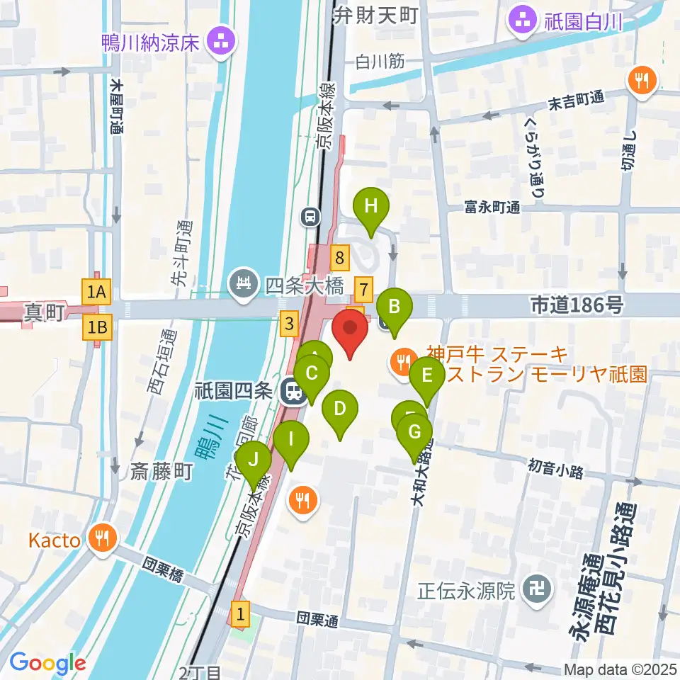 京都四條南座周辺の駐車場・コインパーキング一覧地図