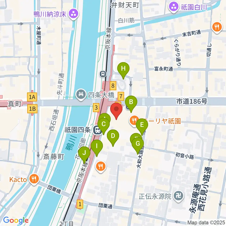 京都四條南座周辺の駐車場・コインパーキング一覧地図