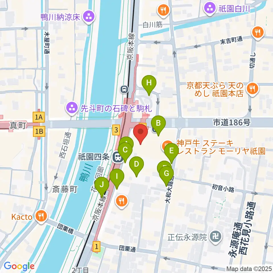 京都四條南座周辺の駐車場・コインパーキング一覧地図