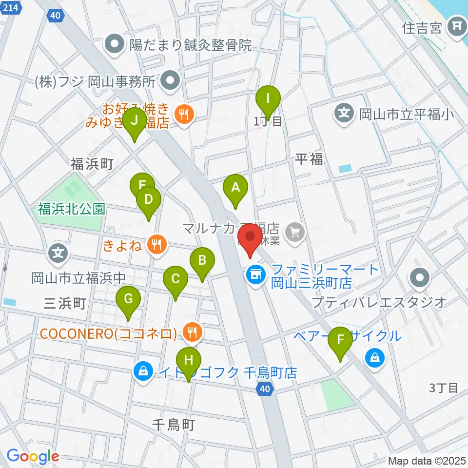 梅里ヴァイオリンスタジオ周辺の駐車場・コインパーキング一覧地図