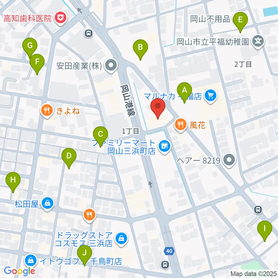 梅里ヴァイオリンスタジオ周辺の駐車場・コインパーキング一覧地図