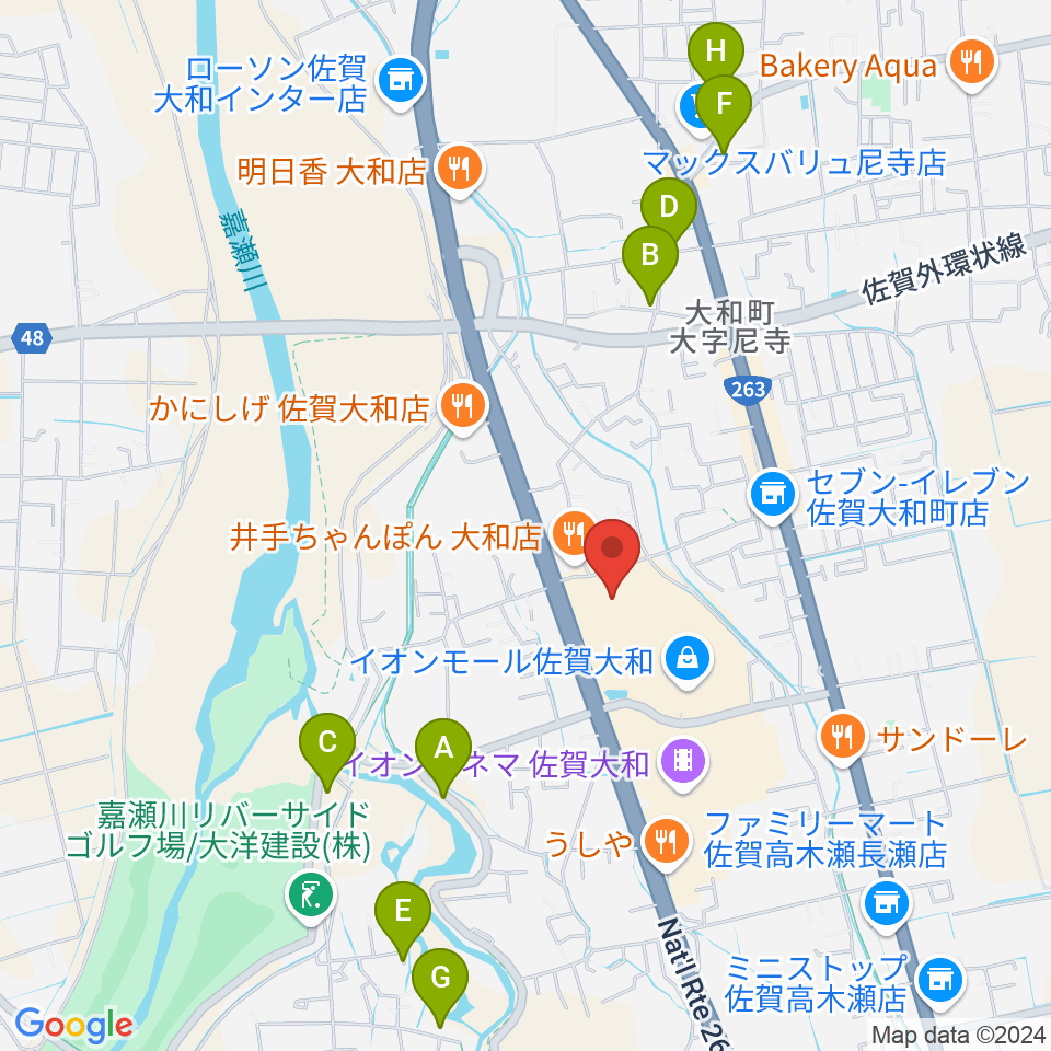 島村楽器 イオンモール佐賀大和店周辺の駐車場・コインパーキング一覧地図