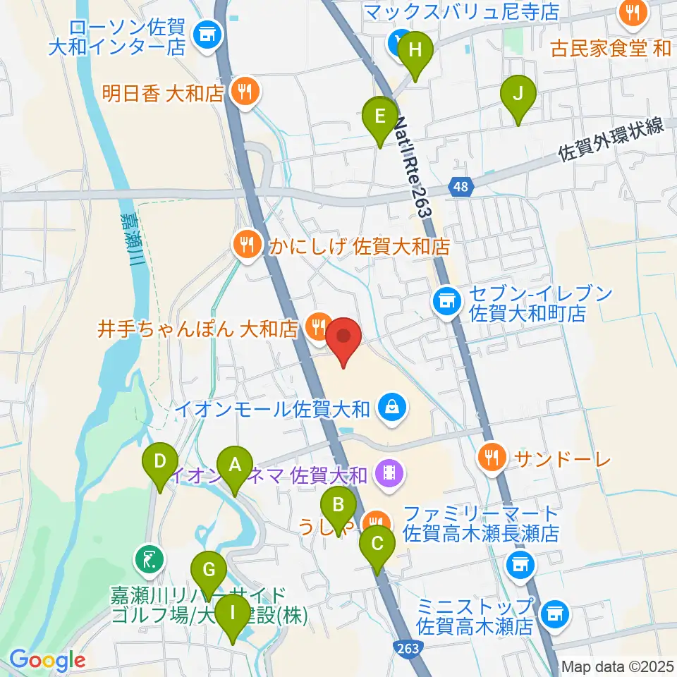 島村楽器 イオンモール佐賀大和店周辺の駐車場・コインパーキング一覧地図