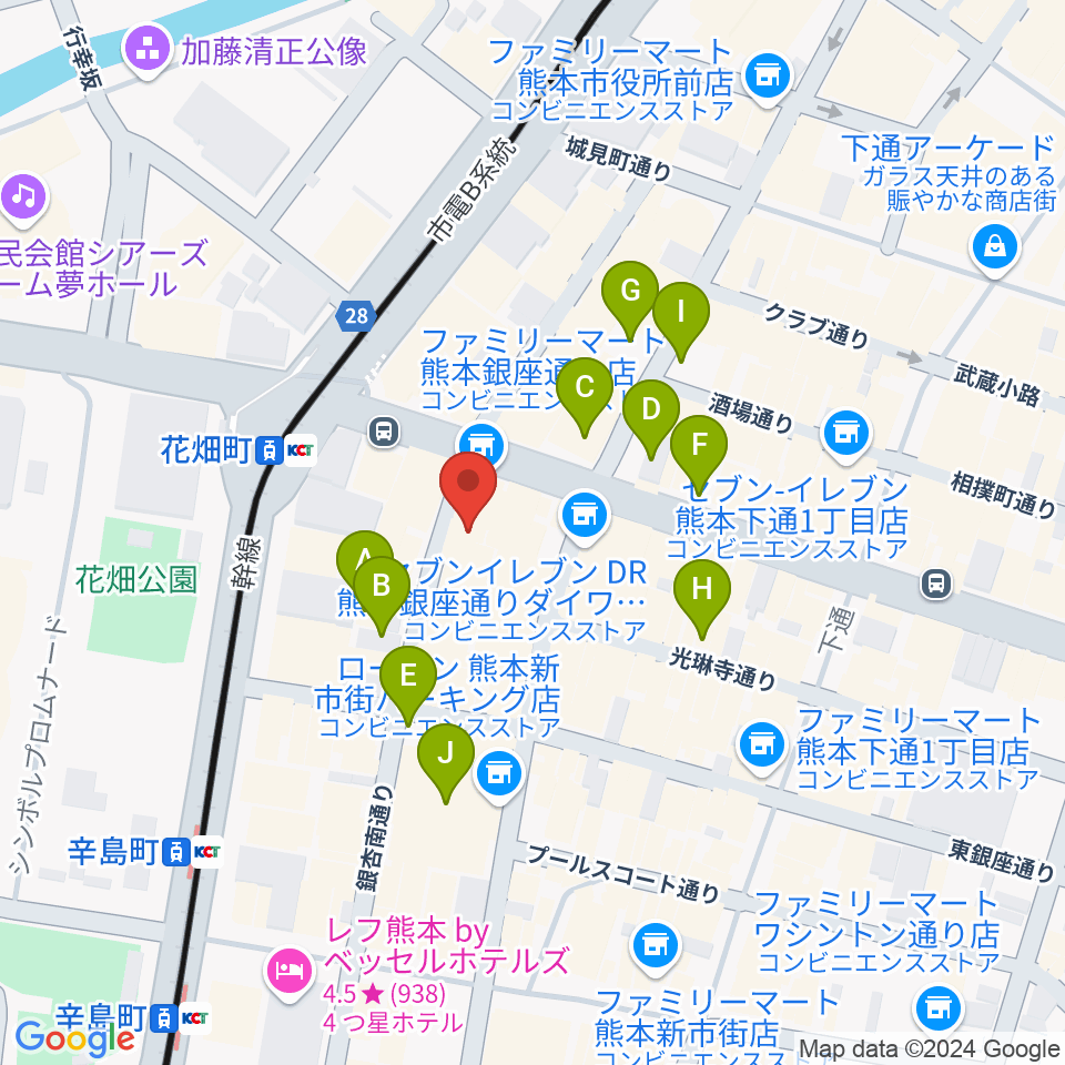 熊本TWO FIVE周辺の駐車場・コインパーキング一覧地図