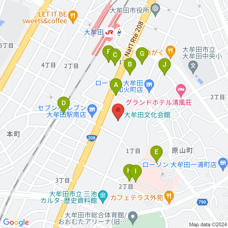 大牟田文化会館周辺の駐車場・コインパーキング一覧地図