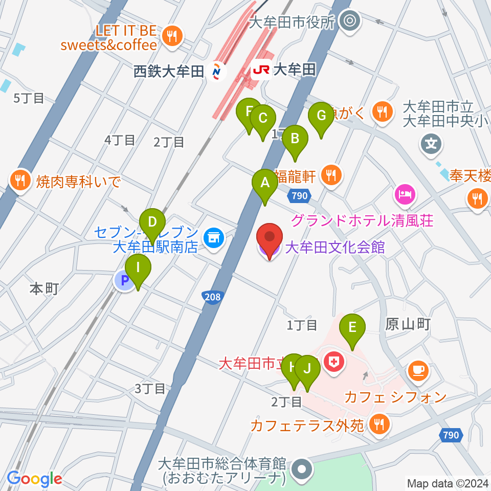 大牟田文化会館周辺の駐車場・コインパーキング一覧地図