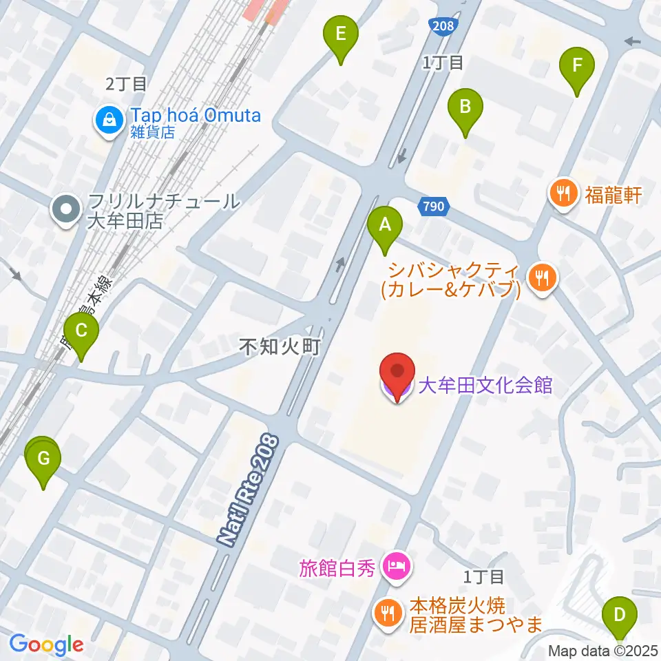 大牟田文化会館周辺の駐車場・コインパーキング一覧地図