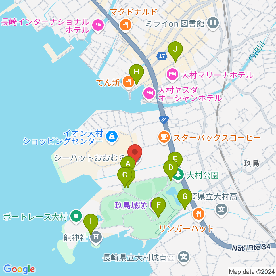 シーハットおおむら周辺の駐車場・コインパーキング一覧地図