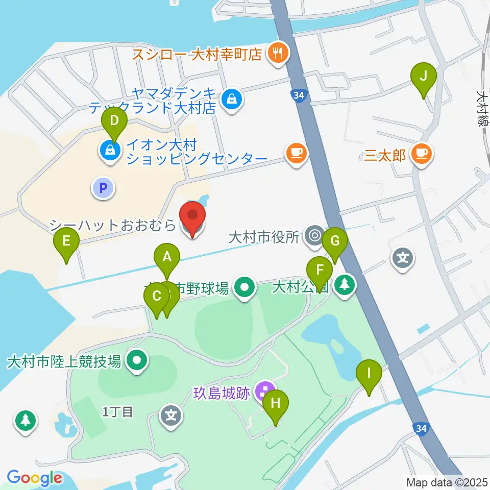 シーハットおおむら周辺の駐車場・コインパーキング一覧地図