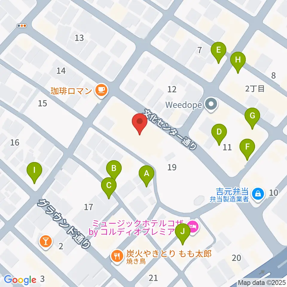 沖縄市立芸能館周辺の駐車場・コインパーキング一覧地図