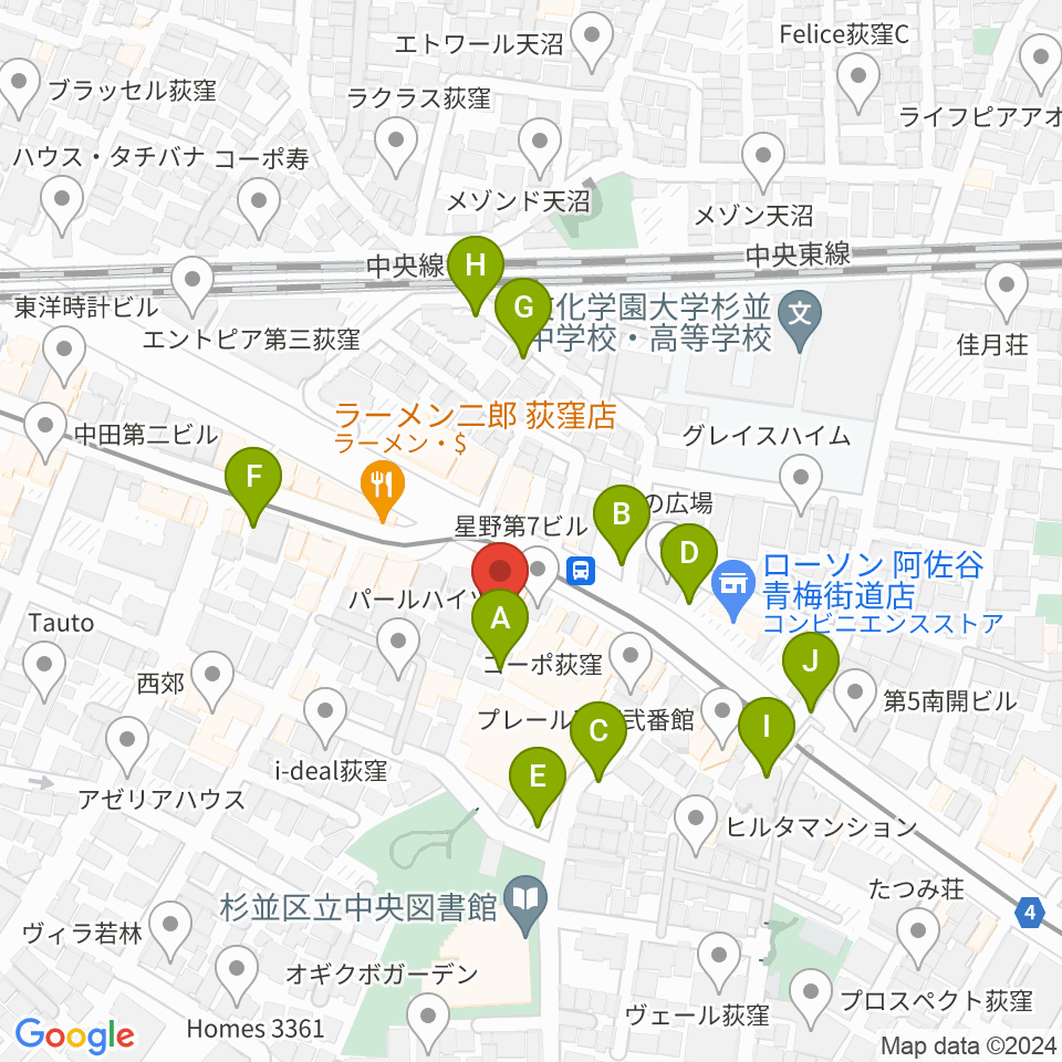 荻窪小劇場周辺の駐車場・コインパーキング一覧地図