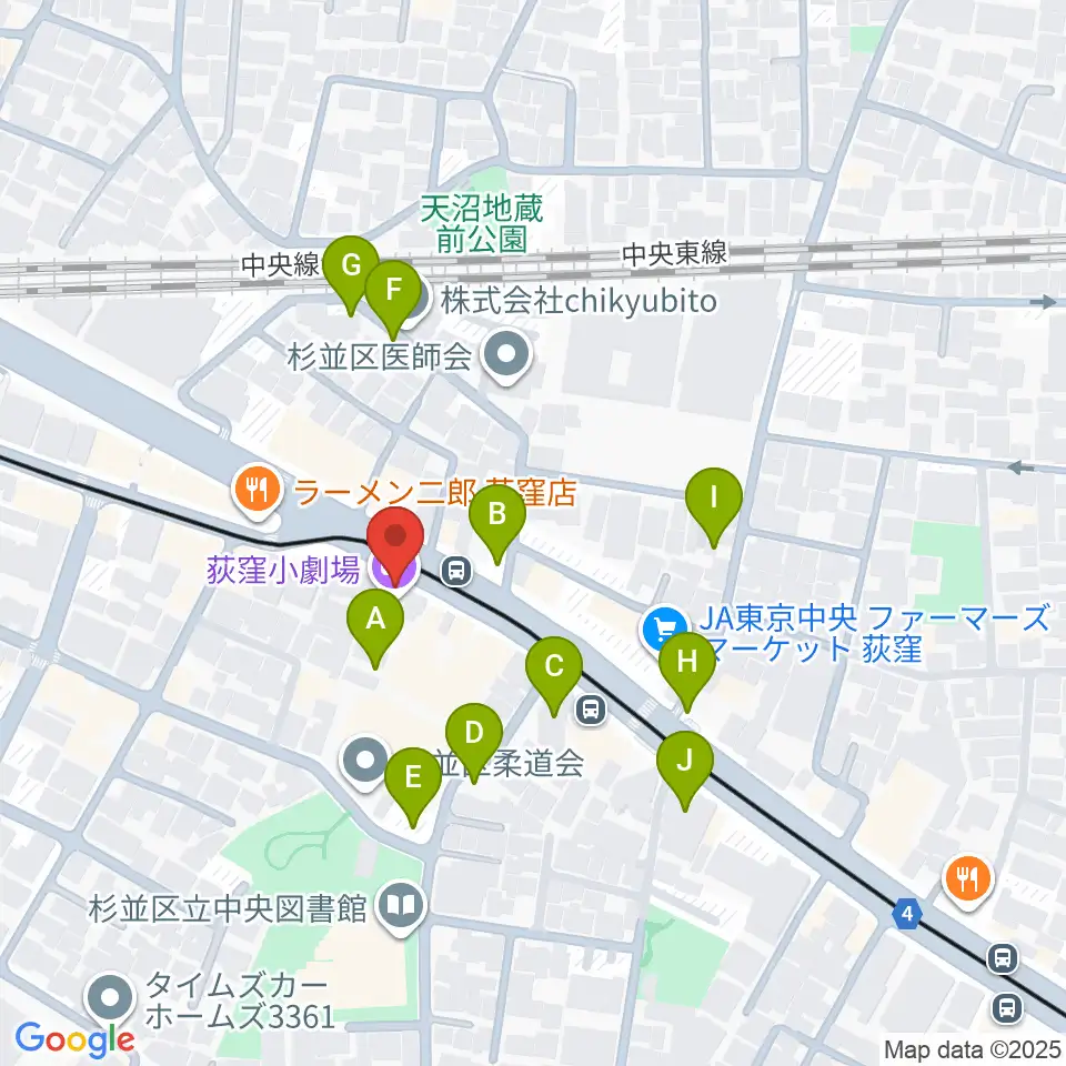荻窪小劇場周辺の駐車場・コインパーキング一覧地図