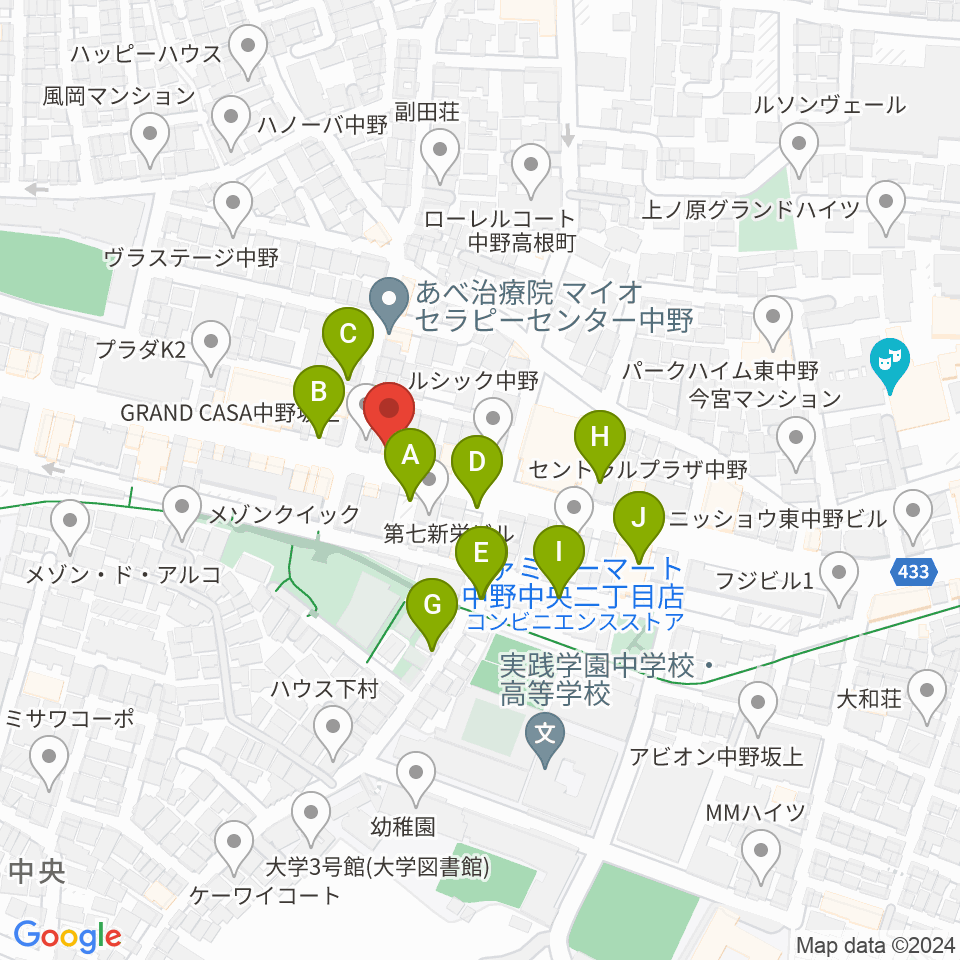 中野坂上RAFT周辺の駐車場・コインパーキング一覧地図