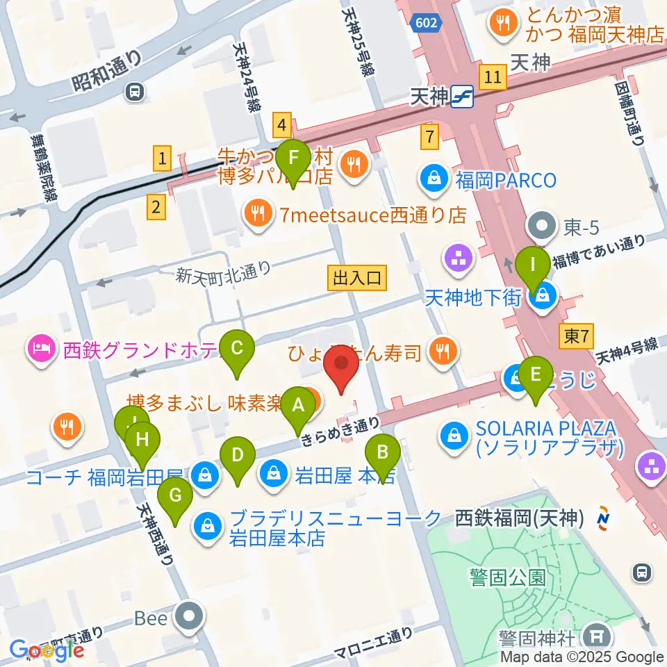 島村楽器 岩田屋福岡店周辺の駐車場・コインパーキング一覧地図