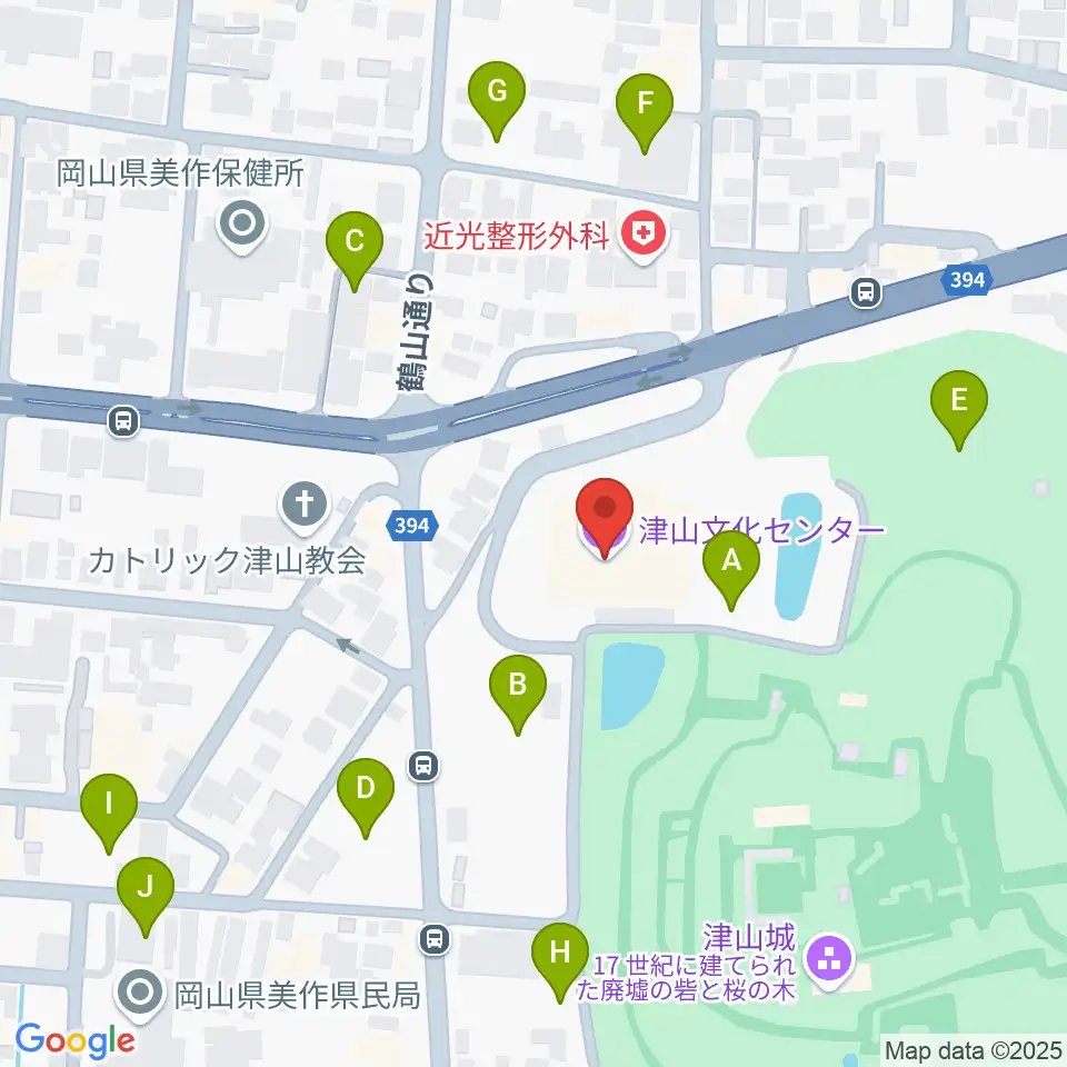 津山文化センター周辺の駐車場・コインパーキング一覧地図