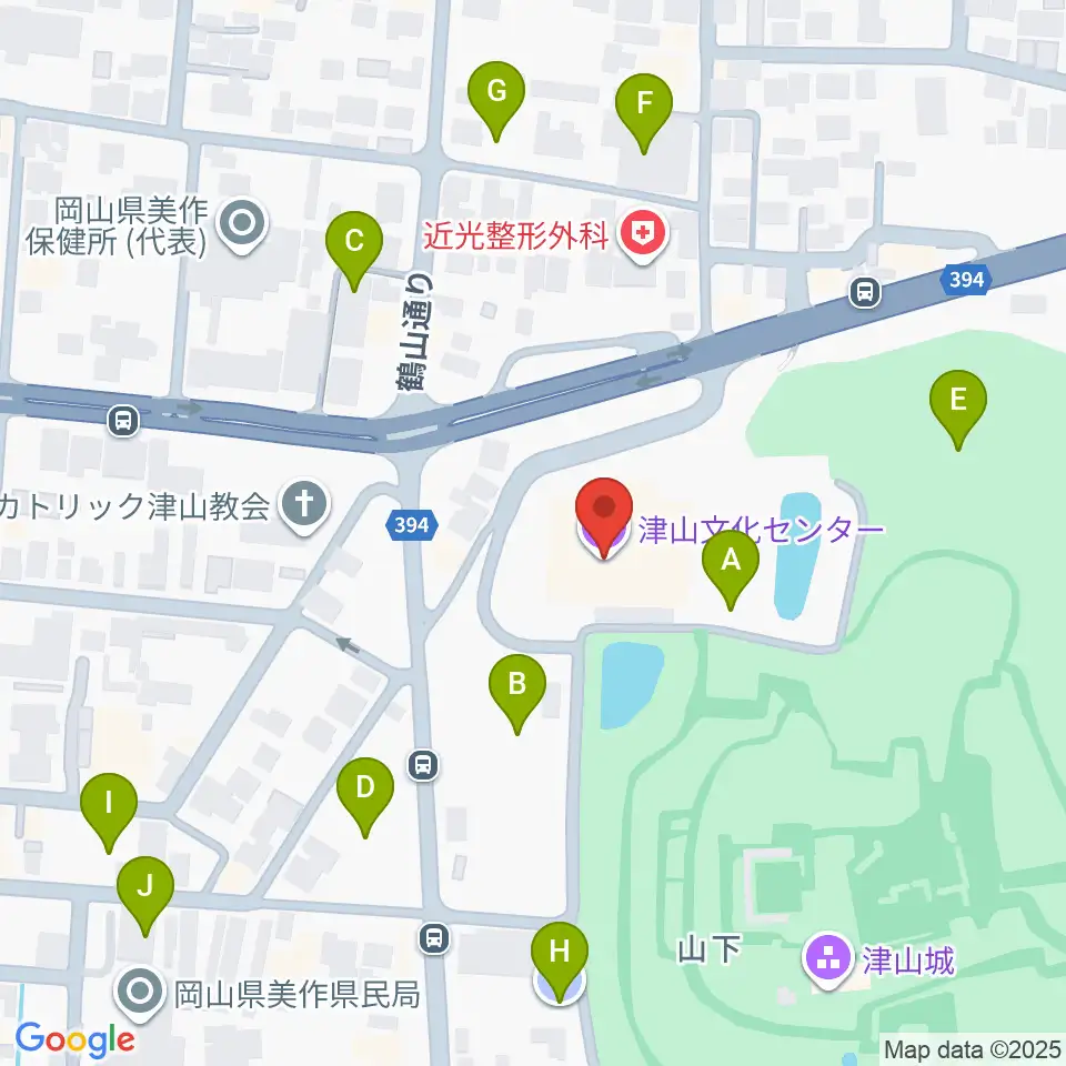津山文化センター周辺の駐車場・コインパーキング一覧地図