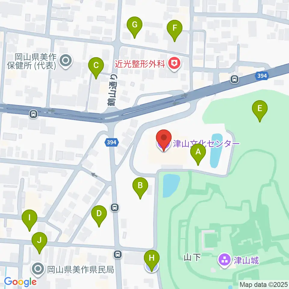 津山文化センター周辺の駐車場・コインパーキング一覧地図