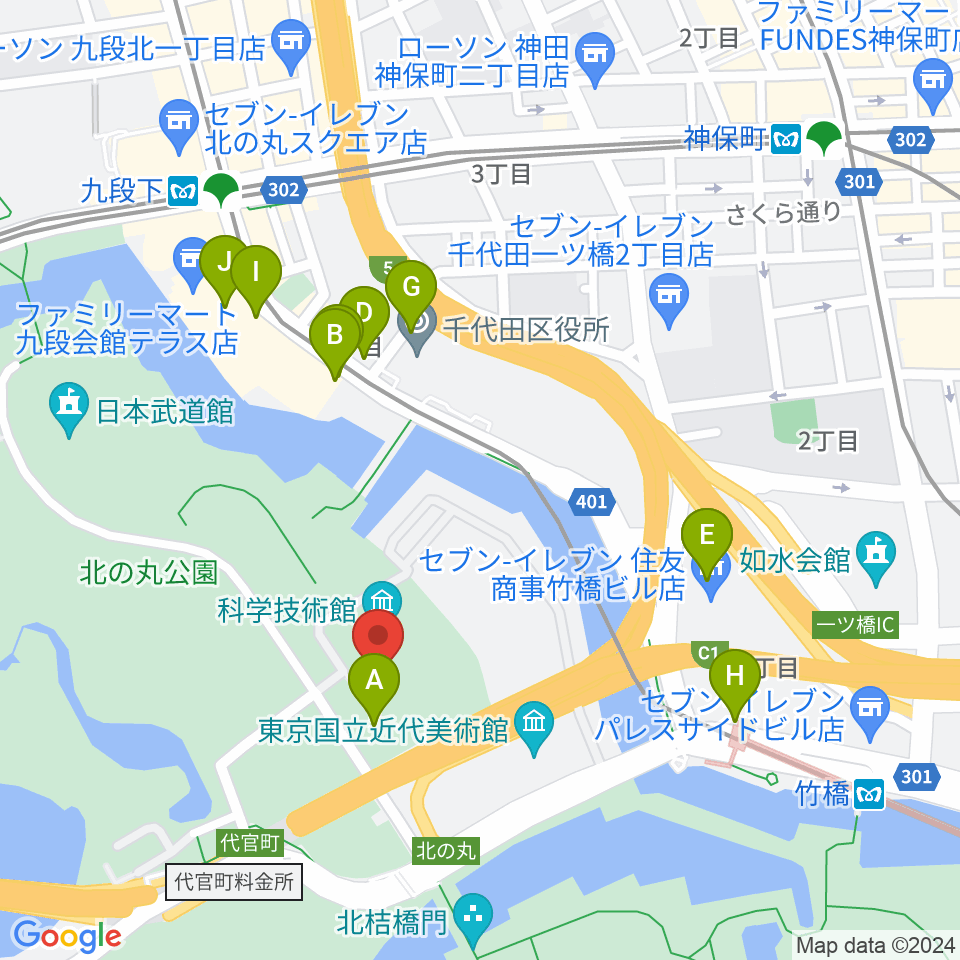 科学技術館周辺の駐車場・コインパーキング一覧地図