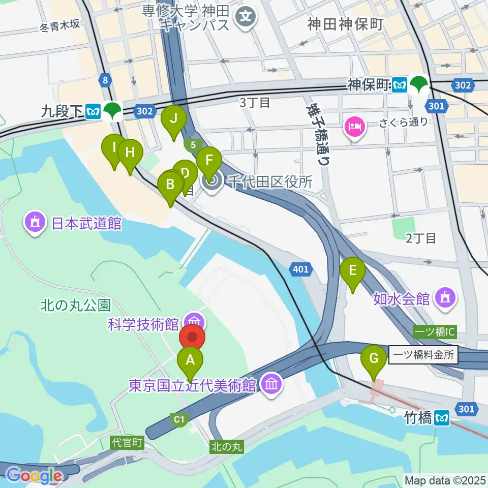 科学技術館周辺の駐車場・コインパーキング一覧地図