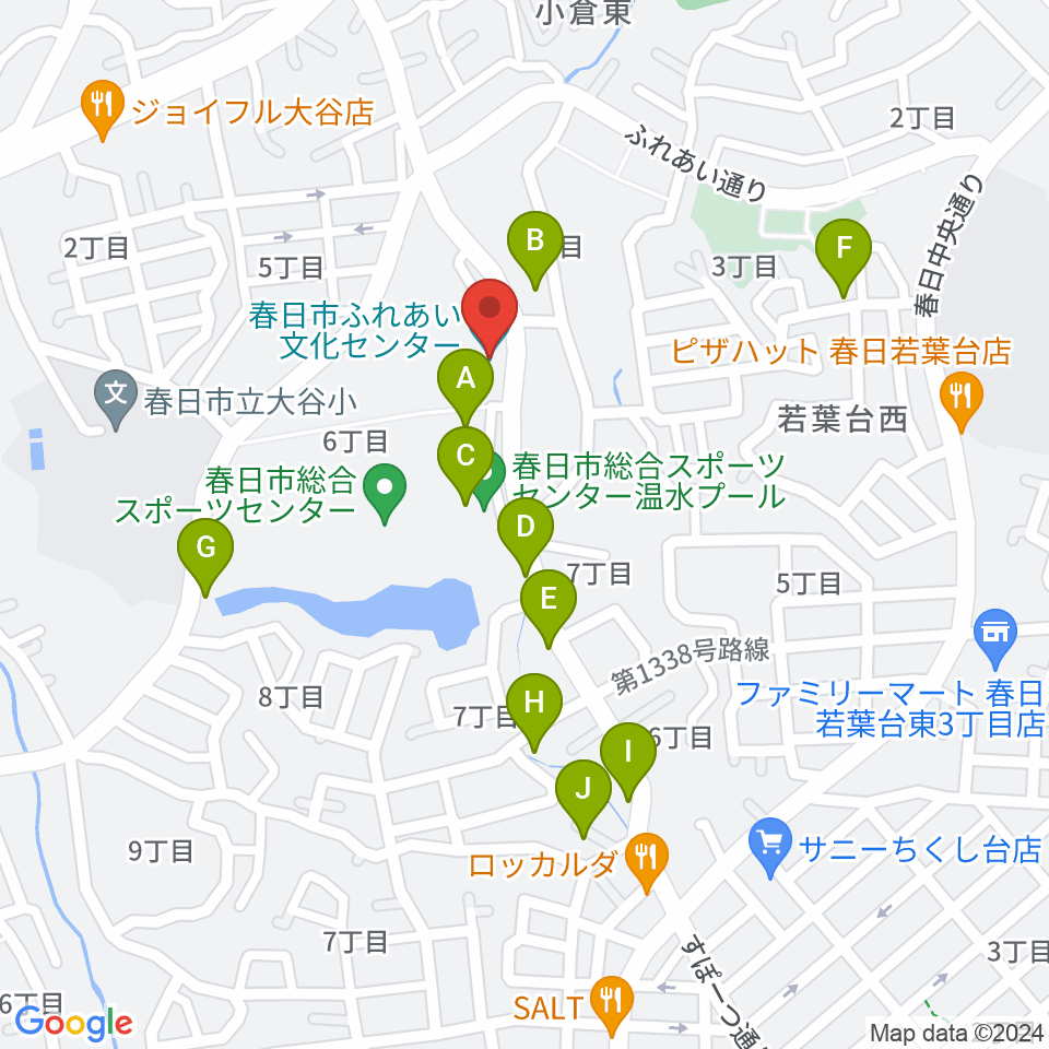 春日市ふれあい文化センター周辺の駐車場・コインパーキング一覧地図